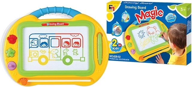 Tableau à dessiner 2-en-1 dans une valisette – jaune