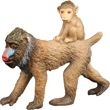 Figurine BALULU de mandrill avec son petit