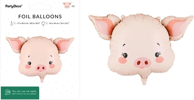 Ballon en aluminium cochon mix 61 × 36 cm