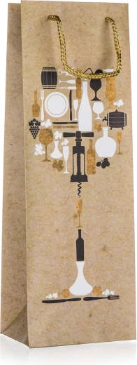 Sac cadeau pour bouteille avec motif verre 12 × 35 × 9 cm