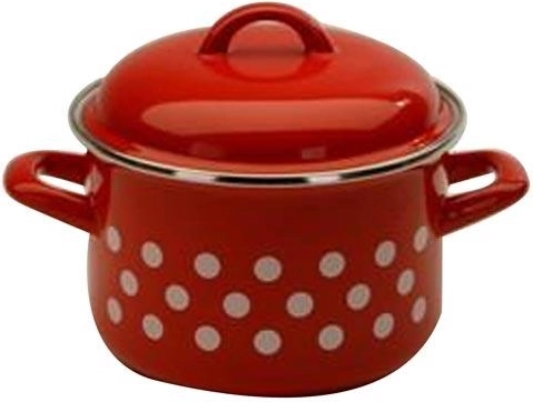 Marmite émaillée avec couvercle 24 cm, 7 l Pois rouges