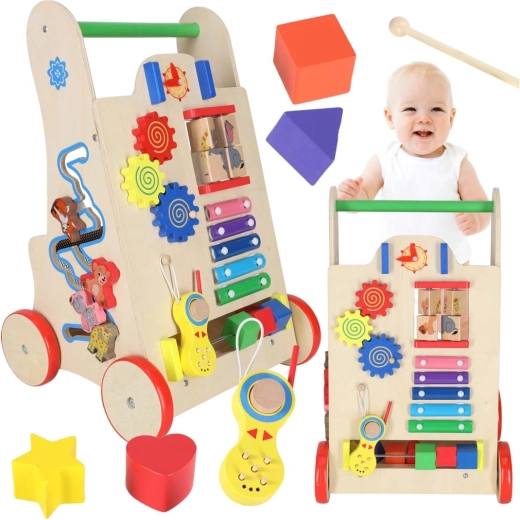Trotteur en bois avec activités 6 en 1