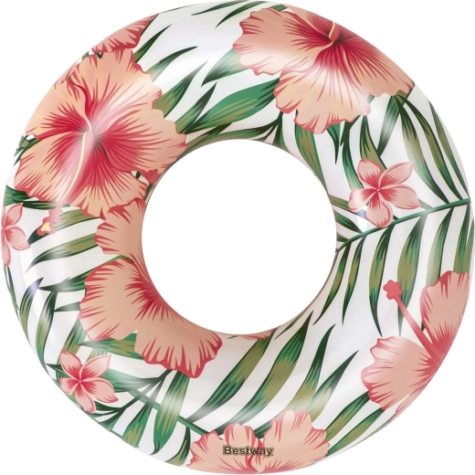Bouée gonflable 119 cm BESTWAY avec motif floral tropical