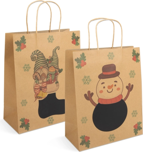 Sac cadeau en papier kraft pour bouteille, 26,5 × 12,7 × 33 cm - 1 pièce