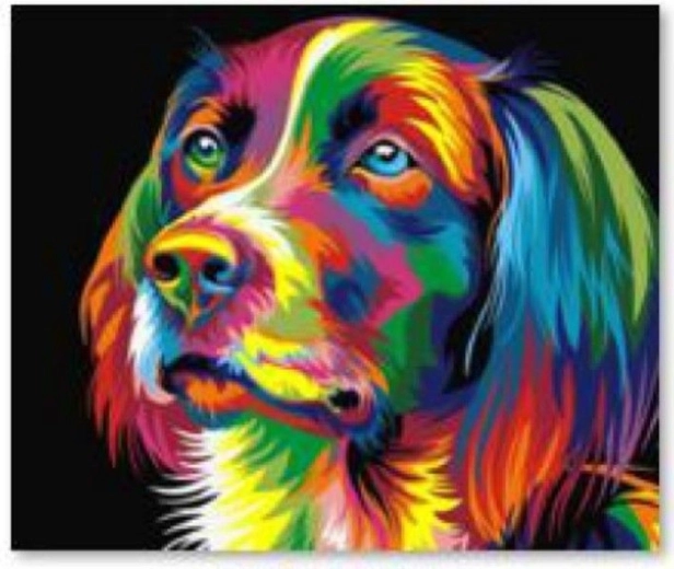 Peinture diamant – tableau Chien (coloré) 30 × 30 cm