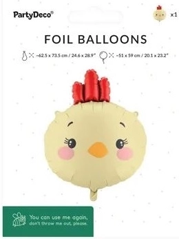 Ballon en aluminium Poulet (poussin) Kurczak, mix 51 × 59 cm