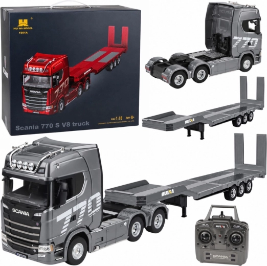 Camion télécommandé Scania 770S avec remorque Huina à l’échelle 1:18