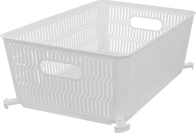 Panier de rangement empilable en plastique Nesta blanc 28,5 × 23 × 12 cm