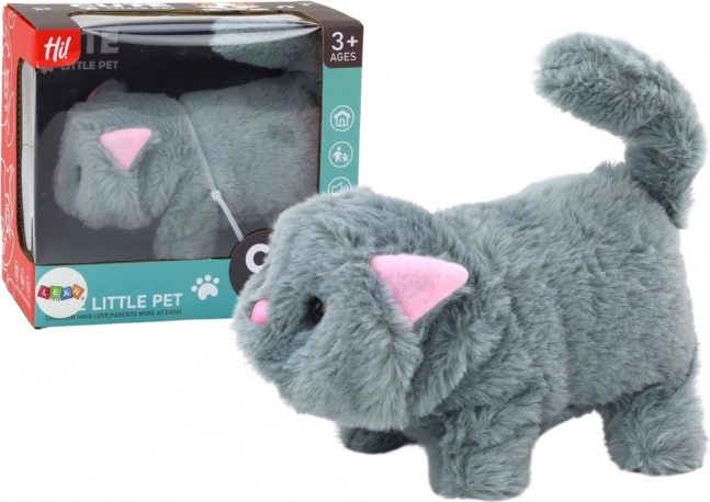 Chat en peluche interactif gris