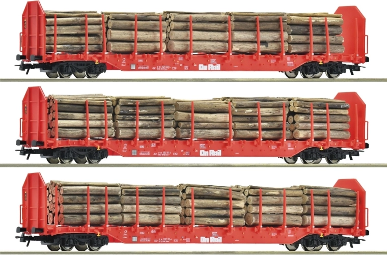 Roco set de 3 wagons à ranchers Rnoos avec chargement OnRail (H0)