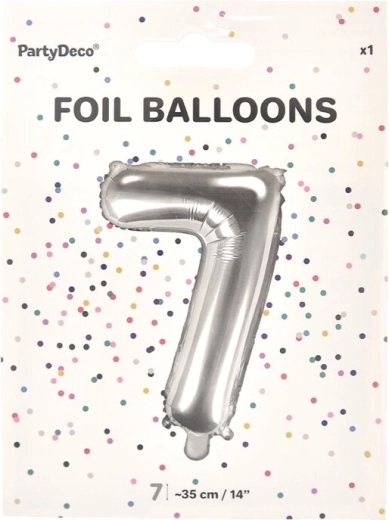 Ballon en aluminium chiffre 7 argenté 35 cm