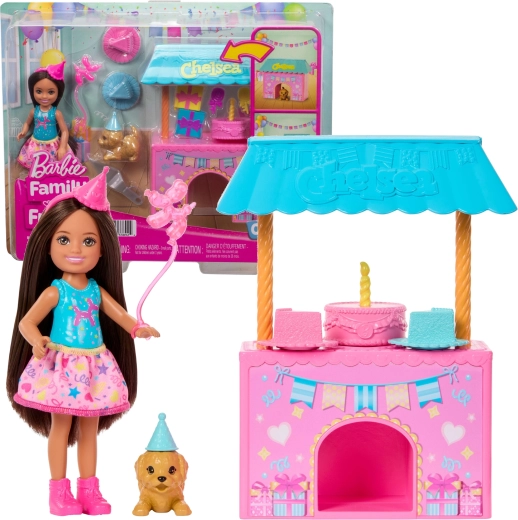Mattel Barbie Club Chelsea surprise d’anniversaire – coffret avec poupée, petit chien et accessoires