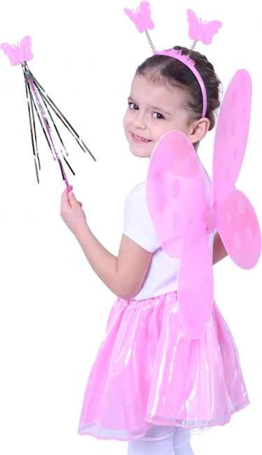 Costume de papillon avec ailes roses et accessoires