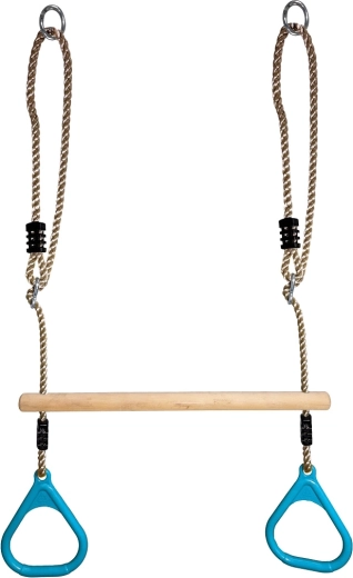 Anneaux de gymnastique 2Kids Toys avec barre en bois, turquoise
