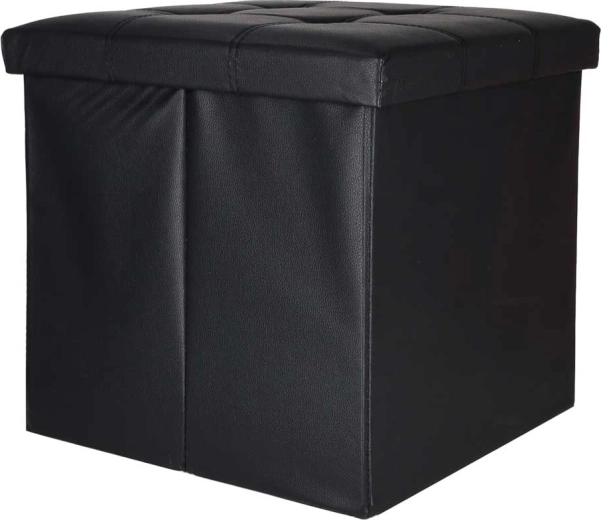 Tabouret de rangement pliable en simili cuir 38 × 38 × 36 cm noir