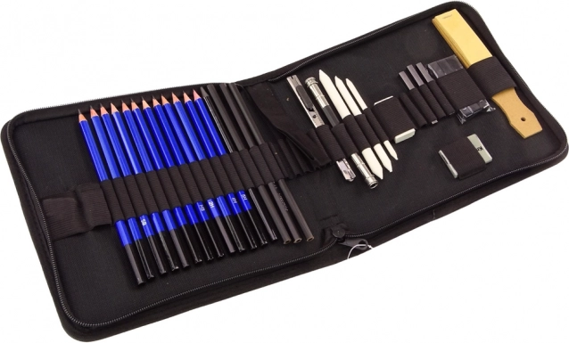 Set artistique de dessin crayons et accessoires 32 pcs