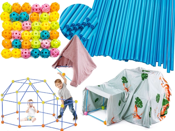 Pailles de construction pour bâtir une forteresse pour enfants (env. 118 pièces)