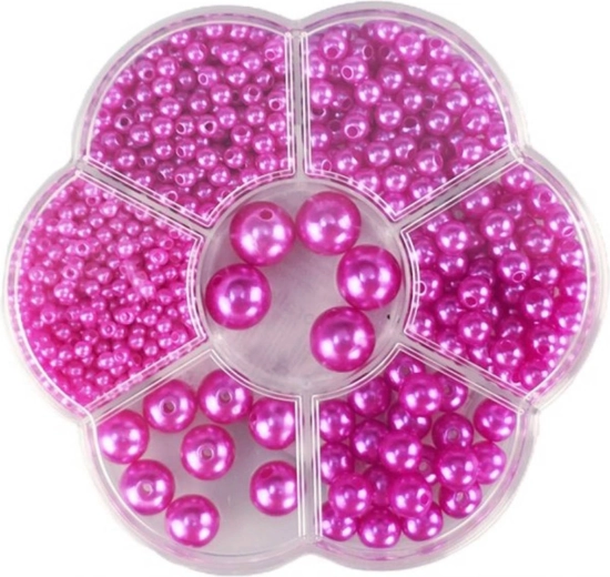 Perles à enfiler métalliques violettes en boîte env. 1150 pcs (3–12 mm)