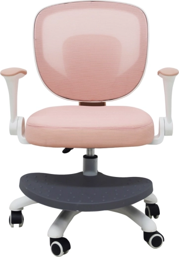 Chaise pivotante rose pour enfant avec repose-pieds réglable, pour bureau