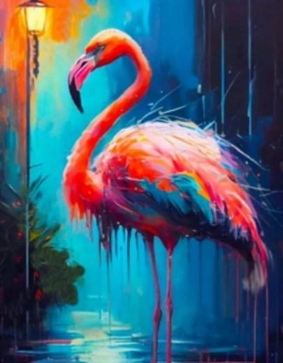 Peinture diamant Flamant rose coloré 30 × 40 cm