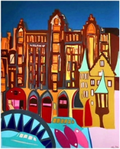 NORIMPEX Peinture par numéros Maisons colorées 40 × 50 cm