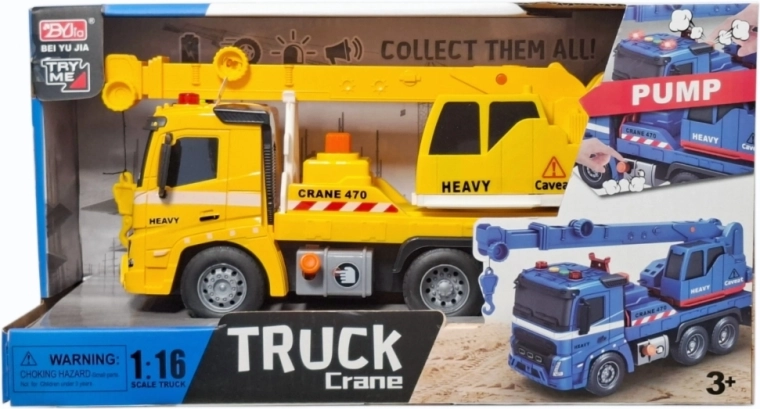 Camion de chantier avec grue rotative, lumière et son - 1 pièce