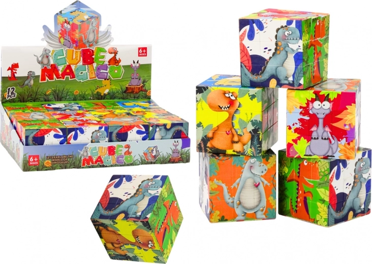 Cube Magique Puzzle Éducatif Dinosaures Jeu de Puzzle