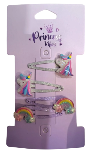 Ensemble Pink de barrettes à cheveux scintillantes licorne et arc-en-ciel (4 pcs)
