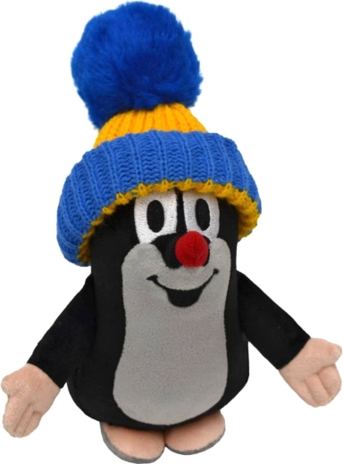 Moravská ústředna Krteček peluche 20 cm avec bonnet bleu-jaune - 1 pièce