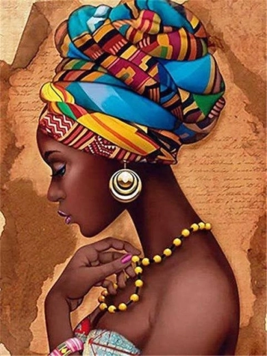 Norimpex peinture diamant Femme africaine en turban 30 × 40 cm