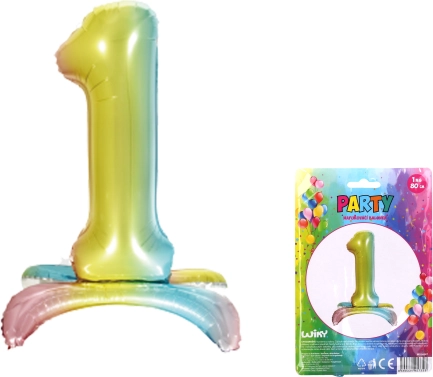 Ballon gonflable en forme de chiffre 1 arc-en-ciel 80 cm
