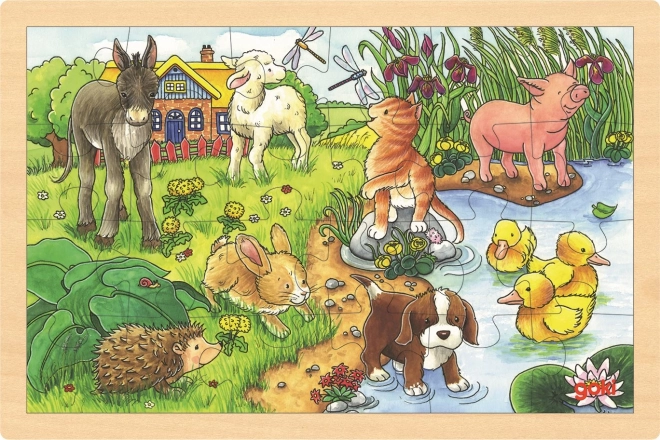 Puzzle en bois avec animaux de la ferme 24 pièces