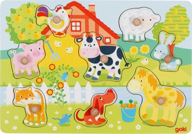 Goki, jeu de puzzle en bois Animaux de la ferme