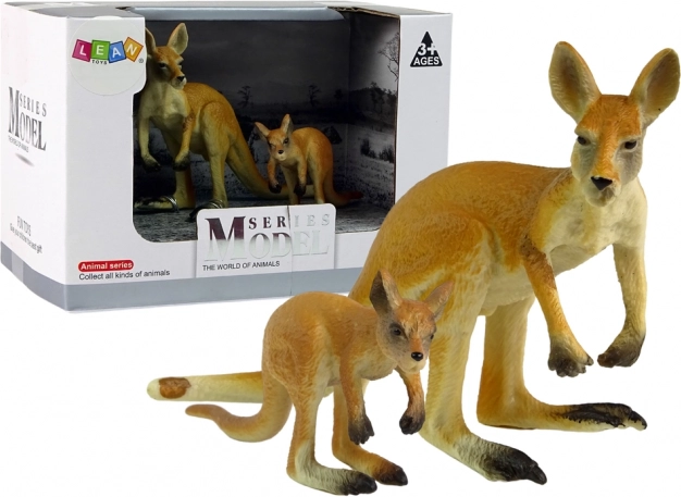Set de 2 figurines kangourou avec petit – animaux du monde