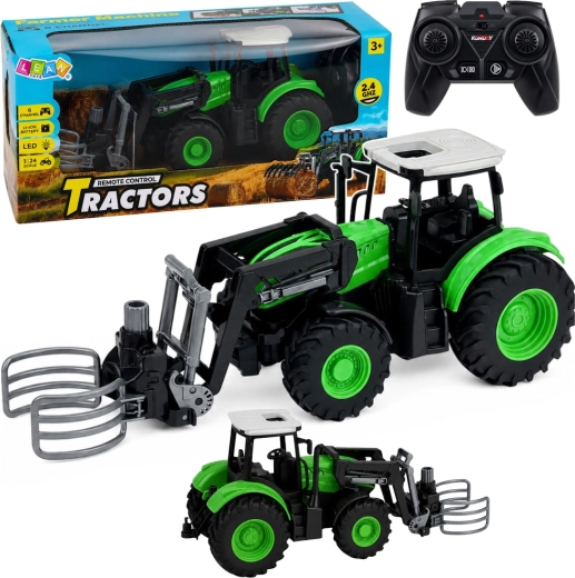 Tracteur RC télécommandé avec pince à balles 1:24 vert-noir