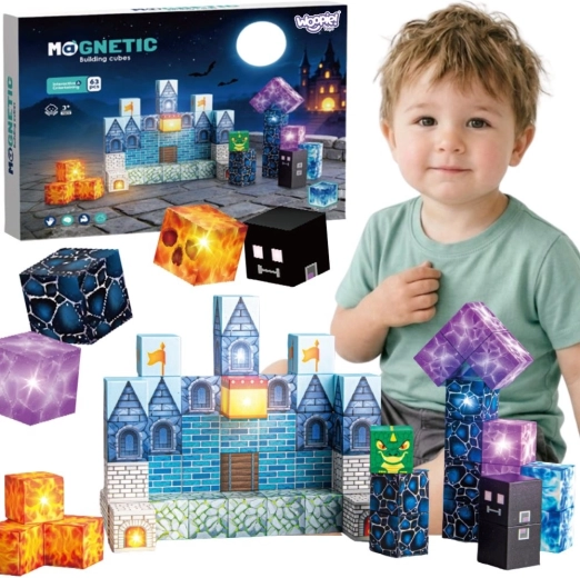 Woopie blocs de construction magnétiques château pixelisé 64 pcs