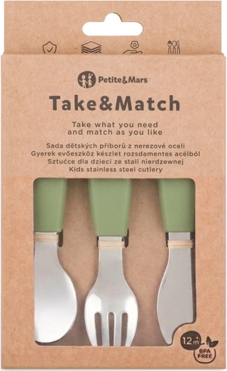 Petite&Mars set de couverts pour enfants en acier inoxydable Take&Match Sweet Pea 12m+