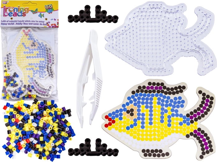 Perles à repasser avec gabarit – poisson coloré en sachet