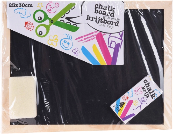 Ardoise 30 × 23 cm avec craies et éponge