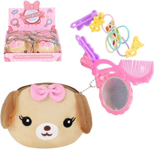 Porte-monnaie peluche Chien avec accessoires de coiffure