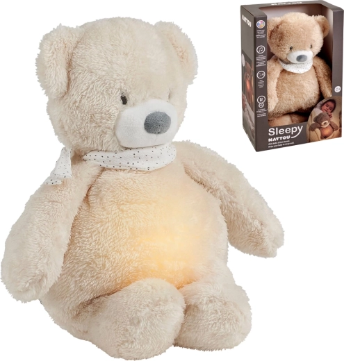 Veilleuse musicale en peluche Nattou avec lumière et capteur de pleurs Sleepy Bear beige