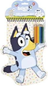 Bluey – cahier de coloriage avec autocollants et crayons de couleur (6 pièces)