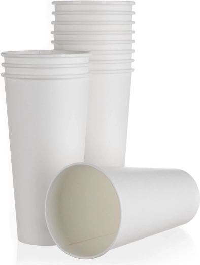Gobelet en papier 500 ml, blanc, jetable (12 pcs)