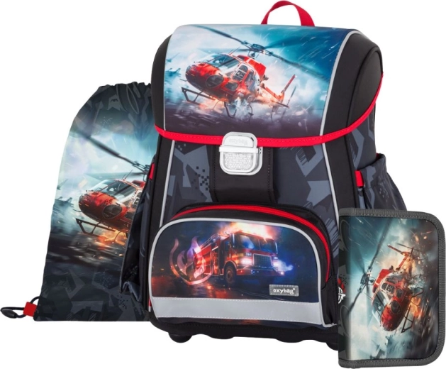 Ensemble scolaire Premium Pompiers – cartable, trousse et sac à cordon