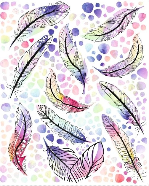 patchs thermocollants plumes – grande planche 20 × 30 cm