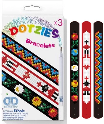 Bracelets ethniques à mosaïque de diamants – lot de 3 pièces