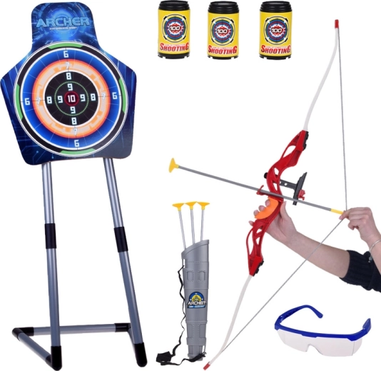 Ensemble de tir à l’arc pour enfants Archer avec cible, flèches à ventouse et boîtes