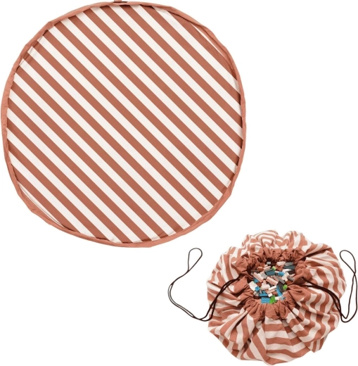 Play&Go Noomad original tapis de jeu et sac de rangement pour jouets Stripes brown