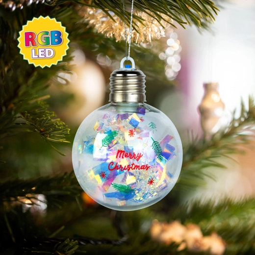 Boule LED de Noël avec éclairage RGB, 8 cm