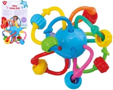 Hochet balle enchevêtrée en plastique 12 cm sur carte 6m+